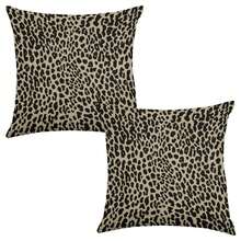 Set Of 2 Decorative Throw Pillow Covers Black Cheetah Leopard Print In Brown, 2PC Novetly Decorative Pillow Covers 18x18 Inch, Retro Cheetah Wild Striped Funny Home Office Car Bench Decorations Novetly Accent Pillow Cover With Invisible Zipper, Single-Side Print Retro Rustic Cotton Linen Square Decorative Throw Pillow Covers Decor For Lake House She Shed Cabin New Home, Wedding Anniversary Gift For Parents Couple Husband, No Pillow Core - Beige - View 1