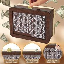 VINCAN 1 pièce Tirelire créative UE DIY, décoration pour la maison, cadeau éducatif pour enfants, boîte à monnaie en bois réutilisable pour la planification numérique