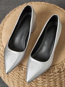 MonaNise 女士时尚尖头低帮高跟鞋，蓝色石材纹理，杏色露背，适合度假、旅行、户外、复古休闲、高端、黑色 5 厘米鞋 - 銀色 - 查看 4