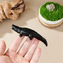 1pc Natural Crystal Obsidian Crocodile Crystal Animal Carving Creative Desktop Decor