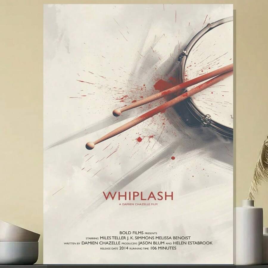 Framed Canvas Whiplash Movie Poster Digital Minimalist, Cult Movies Printable Wall Art Vintage Room Decor - Framed - View 1