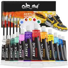 Kit de peinture acrylique pour baskets, chaussures, sacs et plus - 12/18 couleurs vibrantes, comprend un finisseur et 6 pinceaux avec palette - set de peinture flexible et imperméable pour artistes et artisans, fournitures scolaires, rentrée scolaire