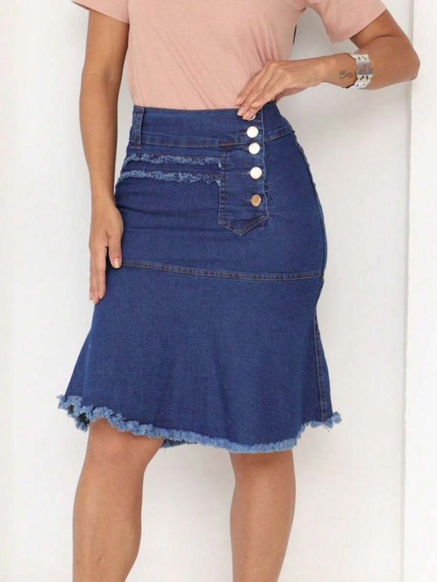 Saia jeans evangélica evase