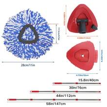 Home Times Spin Mop Head And New Style Brush Replacement Compatible With O-Ceda RinseClean 2-Tank System,4 Mop Replace Heads,1 Spin Mop Handle,1 Upgraded Spin Mop Base Easily Removable And 1 Mop Base Scrub Brush Combo Set(Bucket Not Included) - Multicolor - View 9