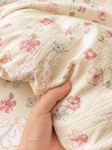 1pc Retro Romantic Floral Pattern Duvet Cover, Cute Rabbit Design, 100% Polyester, Super Soft Fabric, No Pillowcase, Machine Washable, Suitable For All Seasons