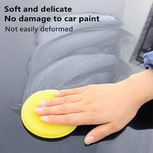 AD 1 套黄色带边洗车海绵、压缩圆形打蜡海绵、汽车清洁海绵清洁工具