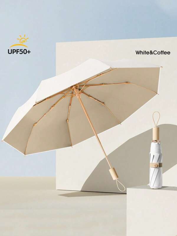 8-Bone Compact Classic Folding Umbrella With UV Protection, Windproof And Waterproof, Perfect For Men And Women, Leisure Use, Travel And Outdoor Activities, Sun Protection Outdoor Sunshade Cute Umbrella,