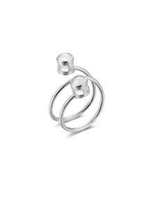 Anillo de proyección personalizado con 2 fotos, joya minimalista de acero inoxidable con bucle de puntos dobles en proyección, regalo exclusivo para amantes en el Día de San Valentín, joyería conmemorativa - Plateado - Ver 9