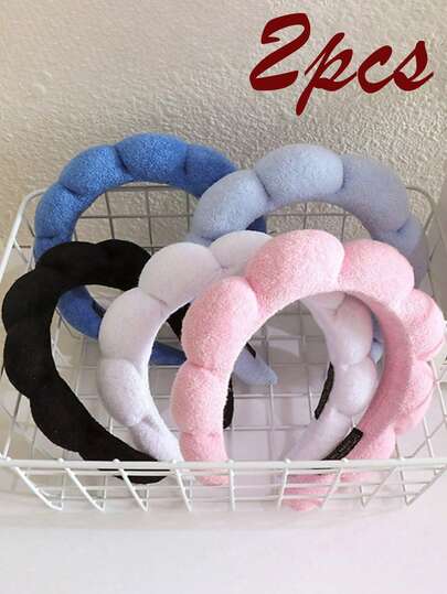 2pcs/1pc Twisted Sponge Hairband, High-Crown Hairband For Girls With A Sophisticated Look, Face-Washing And Makeup Headband, Beauty-Use Face-Washing Headband, Makeup Headband, Skin-Care Headband, Soft And Absorbent Towel Fabric Bubble-Puffed Hairband, Suitable For Women And Girls For Home And Bathroom Decoration, Summer Items, Back-To-School Items. Hair Accessory Fall, Travel, Hair Tools Women, Hair Stuff, Fall, Hair Accessories, Hair Tools, Hair Stuff, Stuff, Beauty Accessories,Gifts,Travel,Gifts For Women,Hair Stuff,Stocking Stuffers