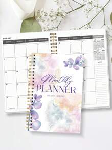 1pc 24-Month Student Monthly PLanner For Back To School, PINK 2025-2027 Modern Academic Calendar Weekly Planner With Deadlines,Oversized Grids & Notes For Students,Teens,Office School Supplies