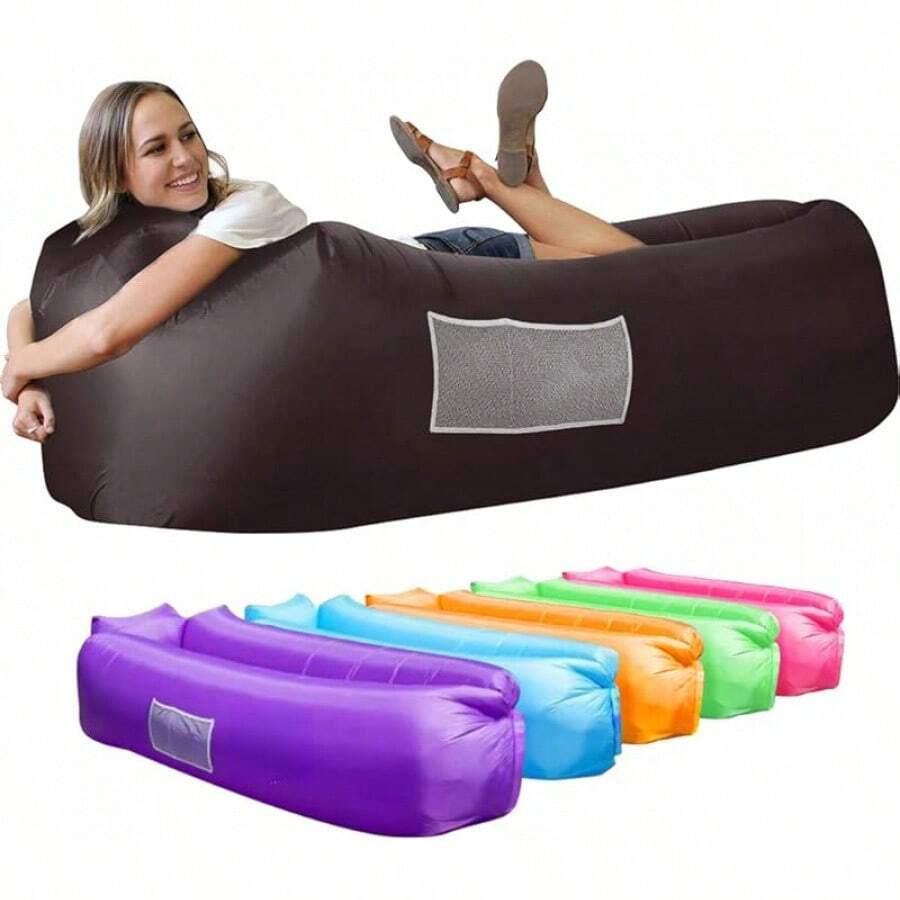 Inflatable Sofa, Easy Installation, Extremely Comfortable, Ultra-Light Inflatable Lounge Chair, Portable, Waterproof, Leak-Proof Design, Very Suitable For Hiking, Camping, Beach Vacations And Music Festivals, Light Air Sofa, Relax Anytime, Anywhere - Taupe - View 1