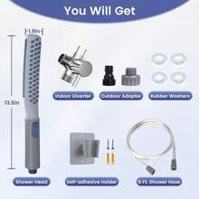 Dog Shower Attachment, Dog Shower With Metal Diverter, Pet Shower Attachment For Fast And Easy Dog Bathing, 3 Spray Modes One-Button Switch 8-Foot Hose For Indoor And Outdoor - 藏蓝色 - 查看 8