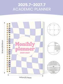 1本极简主义2026-2027年月计划笔记本，A5尺寸，附赠3张贴纸，24个月周/日计划，月视图，大面积书写和笔记区域，学生计划本，从2026年1月开始，学习用品，办公桌配件，2026年新年礼物 - 紫色 - 查看 5