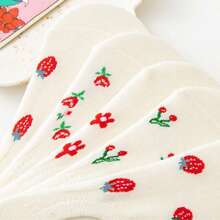 5/10 paires de chaussettes fines pour femmes au printemps et en été, chaussettes invisibles avec motifs de fruits de dessins animés, chaussettes basses blanches de type bateau, chaussettes à bouche peu profonde, chaussettes fines d'été à bouche peu profonde et invisibles de type bateau, chaussettes courtes