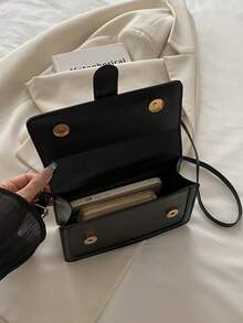 Bolso de hombro cuadrado pequeño de unicolor, bolso cruzado de estilo elegante para mujer, nueva moda Otoño/Invierno 2026 - Negro - Ver 10