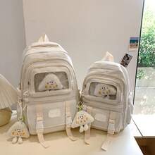 2024 新韓国ファッション小学生高校生スクールバッグ女性シンプルな大容量バックパックコンピュータバックパック - ホワイト - チェックする 7