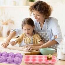 10孔玫瑰花硅胶模具，适用于制作巧克力、蜡烛、肥皂、冰块，耐热耐寒（-40°F 至 446°F），2 件装烘焙模具，易于脱模和清洗。 - 彩色 - 查看 4