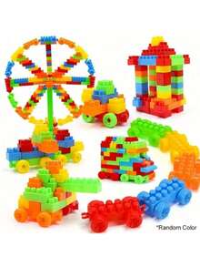100pcs/150pcs/200pcs/300pcs/440pcs Colorful Building Blocks Set, Educational Assembly Blocks, Medium-Sized DIY Interlocking Bricks (Random Colors), Creative And Imaginative Puzzle Toys, Birthday/Halloween/Christmas/Thanksgiving/Easter Gifts - Multicolor - View 4
