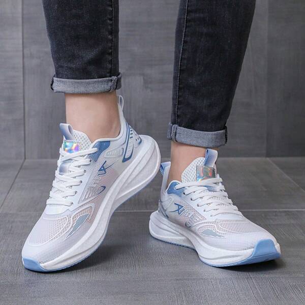 1 par de zapatillas deportivas de verano unisex, livianas y transpirables para correr, con suela gruesa y cómoda, zapatillas deportivas casuales para hombres, y zapatillas de cordones de moda y resistentes al desgaste para caminar sin deslizamiento para mujeres
