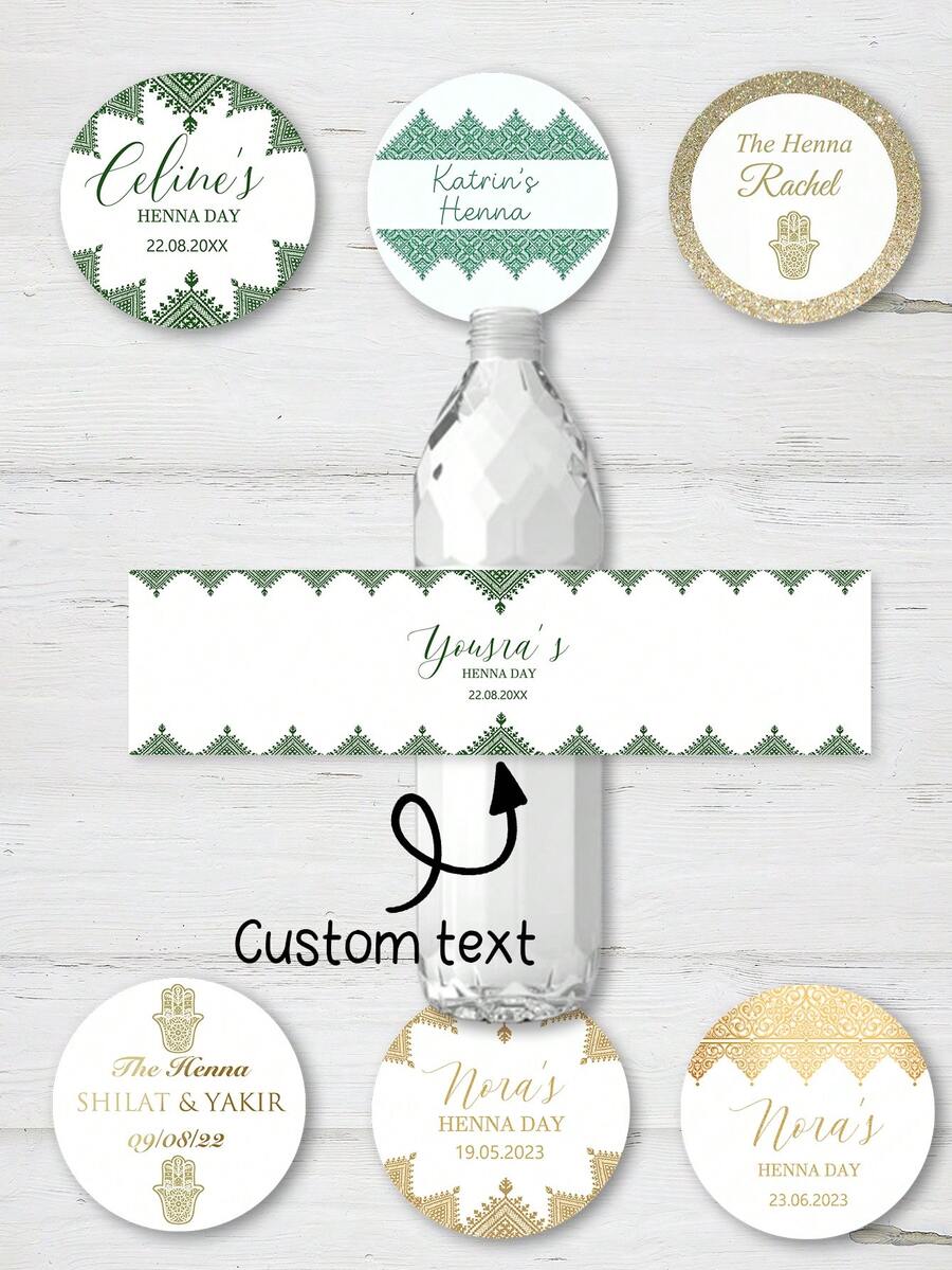 UNICCUT 定制指甲花日水瓶标签贴纸自粘糖果包装 Mehndi 节日装饰单身派对个性化文字、儿童艺术活动、多功能、耐用、装饰性、可重复使用、精致、时尚、高品质、色彩鲜艳、现代、定制、个性化、独特、适合他的理想礼物、适合她的理想礼物、男朋友、爸爸、女朋友、妈妈、家人、朋友、茶室、家庭、花园、办公室、周年纪念日、情人节、母亲节、生日、父亲节、毕业典礼、婚礼、乔迁 - 彩色 - 查看 1