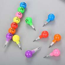 5 Pcs Happy Cartoon Face Crayons - Colorful Gourd Design For Students, Great For School Supplies, Birthdays, Christmas And Halloween Gifts, Cute Mini Back To School Supplies