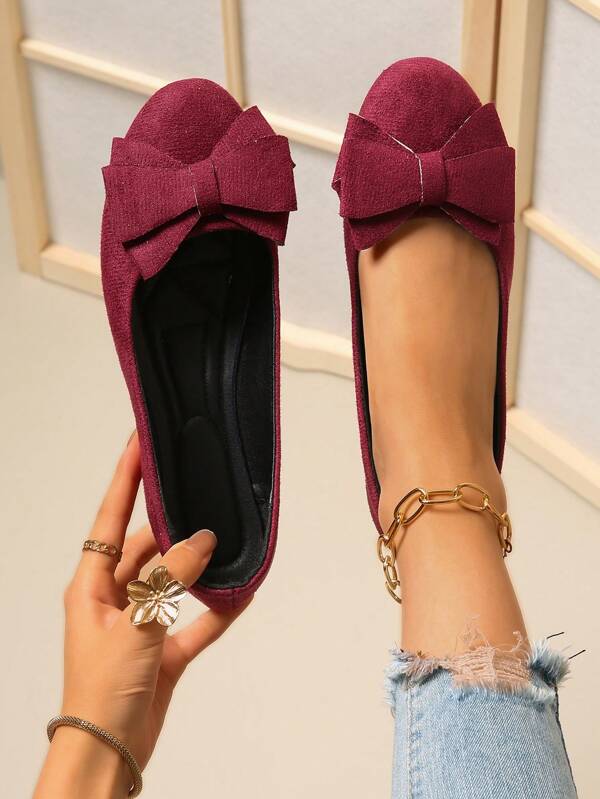 Girl's Cute Bowknot Flat Slip-On Shoes, Suitable For Teenagers
