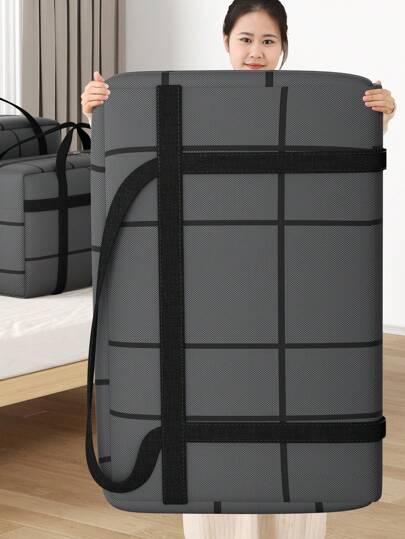 1PC Large Capacity Thick Storage Bag, Reusable Zipper Organizing Bag, Clothing Storage Bag, Thick Quilt Storage Bag, Luggage Moving Packing Bag, Thick Composite Material, Waterproof, Dustproof, Puncture Resistant, Durable Fixed Handle, Suitable For Bedroom, Home Wardrobe, Space Saving, Mobile Storage And Organizing Bedroom Storage, Travel And Mobile Storage (Dark Gray)