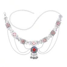 1 pieza Nueva llegada Cadena para la cintura de falso turquesa, decoración vintage con monedas y flecos para la cintura, joyería corporal bohemia para la playa