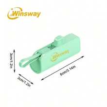 Winsway 5000mAh Portable Capsule Power Bank With Built-In Type-C Dual Interface And Mobile Phone Holder, Can Be Taken On Board. The Design Is Compact And Easy To Carry. - Pink - View 6