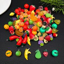 10/20/30pcs Random Mix Resin Fruit Pendants, Cute Fruit Pendant Banana Strawberry Peach Charms For DIY Necklace Bracelet Earrings Jewelry Making