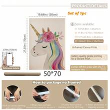 1pc Baby Room Decor Nursery Wall Art.Unicorn Mural, Unicorn Kids Room Decor, Girls Bedroom Mural, Whimsical Unicorn Poster, Kids Room Digital Wall Art, Playroom Decor, Toddler Room Prints, Eclectic Nursery Wall Art.Baby Nursery - Cute And Playful Children's Decor.Various Sizes 20-70cm, Framed Or Unframed Available, Perfect For Baby Room Decor.Home Decor, Summer Wall Art - Multicolor - View 14