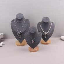 Organizador de terciopelo para exhibición de collares, soporte de exhibición de Joyas, busto de Maniquí, colgante de collar, exhibición de ventana WTJ8 - Negro - Ver 5