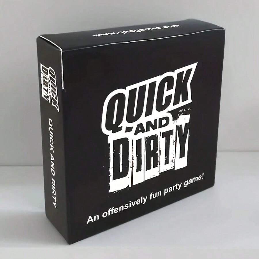Jogo de Cartas Quick & Dirty Party - Diversão Interativa e Hilária para Adultos com Regras de Bebida | Perfeito para Reuniões Familiares, Halloween, Natal e Festas de Desastre | Edição Original, Acessórios para Jogos de Cartas, Jogo de Festa Quick & Dirty - Preto - Ver 1