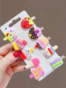 10pcs Girls Cute Acrylic Ice Cream Barrettes