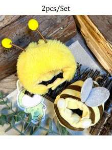 2pcs/Set Cute Clothes For Labubu, Cute Bee Clothes Set For 17cm Labubu Exquisite Accessories For Labubu Collection, Hat Clothes For Labubu, Stylish Adorable Dolls Clothes Accessories