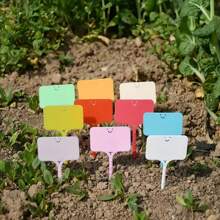 50 piezas de etiquetas reutilizables en forma de T para plantas de jardín, marcadores de tinta permanente resistentes a la intemperie, etiquetas de plástico para plantas en macetas interiores/exteriores, cuidado del césped y el jardín
