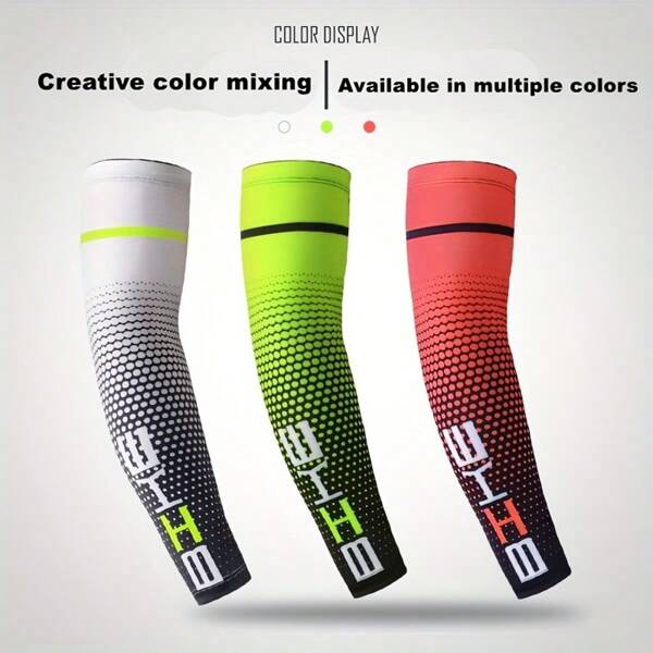 1 Stück/ 1 Paar Sportkompressions-Armmanschetten - atmungsaktiv und leicht, mit Silikon Rutschfest Griff, perfekt für Radfahren, Wandern, Angeln und Basketball - elastische Faser/Polyesterfaser, Gittermuster
