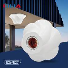 CILIA E26/E27 Lamp Socket Adapter Whit Cover ,Round White & Black Bulb Base Converter For LED/CFL/Incandescent Bulbs