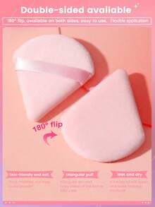 3pcs Makeup Sponge Applicator For Cream, Powder Concealer And Loose Powder +3pcs Soft Triangle Mineral Powder Puff Set For Face Makeup - Multicolor - View 3