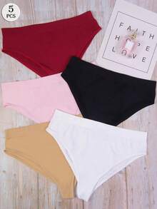 5件套女士时尚优雅简约运动休闲针织面料舒适内裤