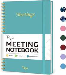 Taja - Cuaderno de reuniones para organización del trabajo, planificador de trabajo con elementos de acción, agenda para tomar notas, 160 páginas (17.5cm x 25.1cm), planificador de proyectos para - rosado (C. rosa) - Ver 9