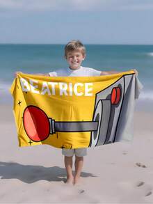 个性化儿童沙滩巾、儿童夏季生日礼物、夏日氛围、女孩海滩之旅、定制沙滩巾、游泳池、海滩装饰