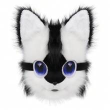 Máscara de cabeza de animal tipo perro, de piel sintética, peluda y esponjosa, disfraz de carnaval, accesorios de cosplay