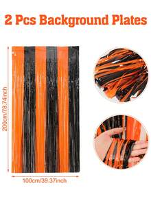 1件/2件万圣节派对塑料浴帘背景，万圣节主题黑橙撞色流苏花环，万圣节家居装饰，万圣节房间装饰，万圣节背景装饰，门窗装饰，万圣节礼物，万圣节服装派对装饰，黑橙元素装饰，营造节日氛围，万圣节派对礼品