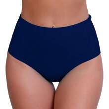 Women's High Waisted Swim Bottoms Swimsuit Full Coverage Bikini Bottoms - Navy - View 1