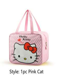 Sanrio 1Pc Hello Insulated Kitty Lunch Bag Cute Thick Waterproof Tote Lunch Box Cartoon Bento Bag With Thermal Insulation For Outdoor Activities Travel Camping(Some Parts May Be Random), School Supplies,Back To School