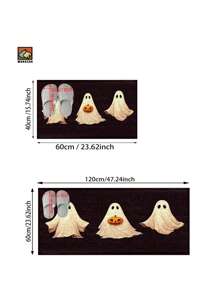 1 pièce Tapis antidérapant de salle de bain avec motif de citrouille fantôme d'Halloween, en matériau de cachemire artificiel, avec décoration moelleuse, convient pour les portes, les salles de bain, les cuisines et autres occasions, lavable en machine, antidérapant, décoration quotidienne, peut être offert en cadeau