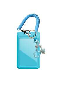 1 件多巴胺星形弹簧扣亚克力硬卡夹，ins 风格时尚星星钥匙扣配彩色卡夹，别致串珠手机壳吊饰，简约星星设计，适合返校礼物、女友礼物、生日礼物，可容纳餐卡、身份证、银行卡