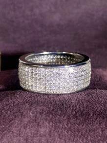 1 pieza Anillo de zirconia cúbica elegante para mujer para boda, compromiso, aniversario, fiesta, joyería, regalo del Día de San Valentín