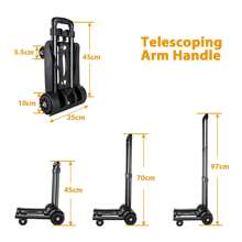 Folding Hand Truck With 4 Wheels 75kg Heavy Duty Sack Cart Carrier Luggage Trolley Hand Trolley For Lifting Luggage Personal Travel Auto Moving
